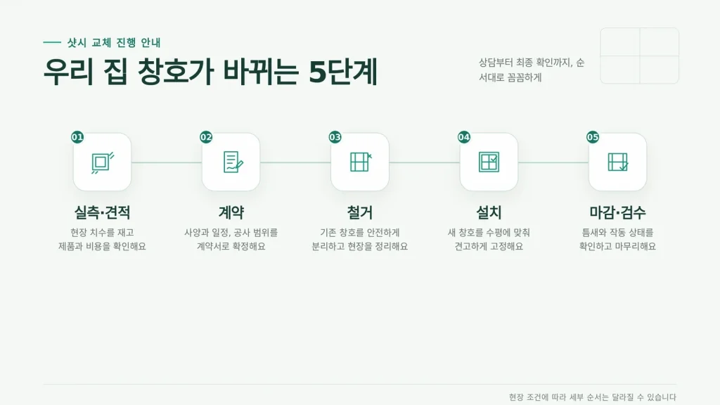 샷시 교체 과정 현장 확인 참고 이미지